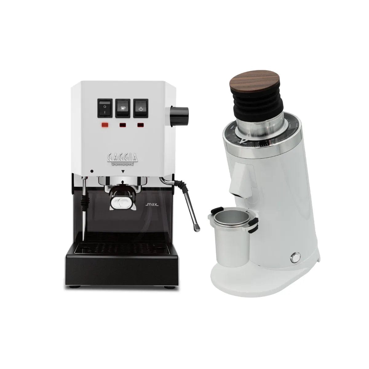 Gaggia Classic E24 White & DF64 Gen 2 Grinder (White) Bundle Espresso Machine Gaggia