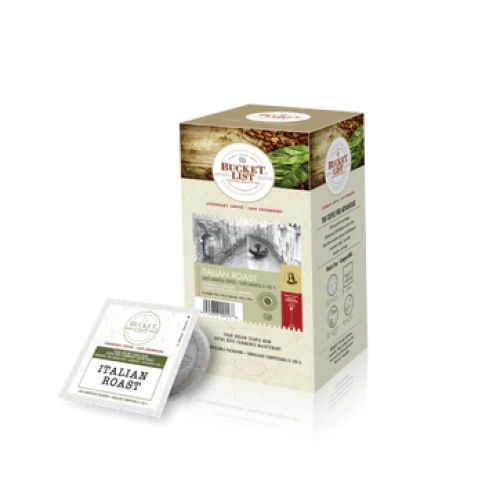 Bucket List Coffee Italian Roast Single Serve Soft Pods (Box of 18) Soft Coffee Pods Bucket List