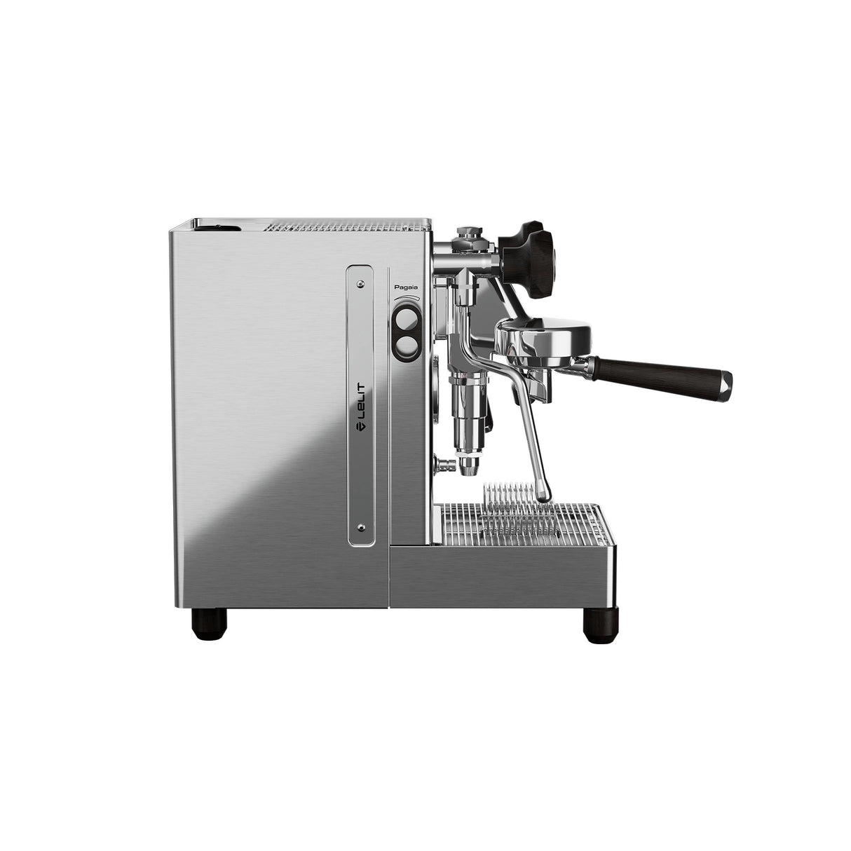 The Lelit Mara X3 Semi-Automatic Heat-Exchange Espresso Machine PL62X3 (Stainless Steel) features electronic flow control, a side-mounted lever, control buttons, portafilter, and drip tray. Shown in side view against a white background.