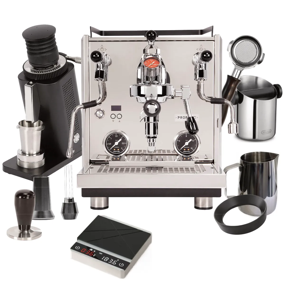 Profitec DRIVE & SD54 "Ready to Go" Espresso Bundle – Dual Boiler, Flow Control, Single Dose Grinder & Complete Barista Kit Espresso Machine Profitec