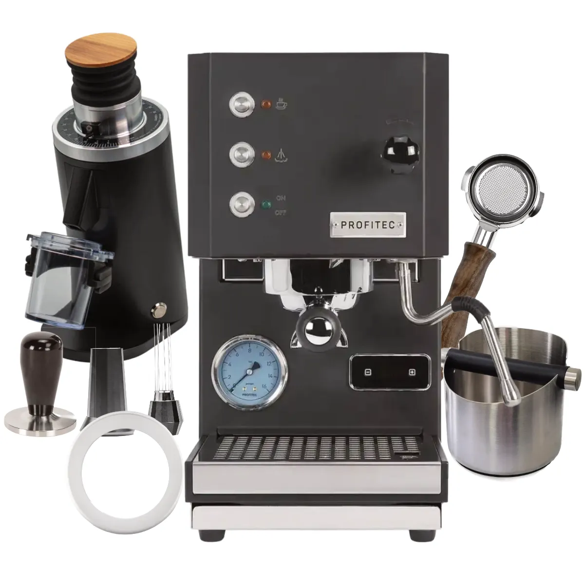Profitec GO & DF54 (Black) "Ready to Go" Espresso Bundle Complete Barista Kit Espresso Machine (Prosumer) Profitec