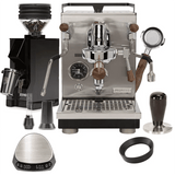 Profitec Jump Espresso Machine & Eureka Zero Grinder (Black w/ Black Spout), WDT tool, HCS Brown Wood Bottomless Portafilter, Scale, Dosing Funnel "Ready To" Bundle Espresso Machine Profitec