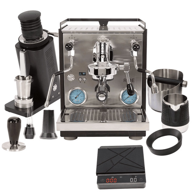 Profitec Ride Espresso Machine & Profitec Twist SD54 Grinder (Black), WDT tool, HCS Knock Box, HCS Handless Milk Pitcher, Scale, Dosing Funnel "Ready To" Bundle Espresso Machine Profitec