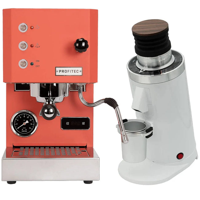 Profitech Go Profitec Go (Red) Espresso Machine & DF64 Gen 2 Grinder w/ DLC Burrs ...