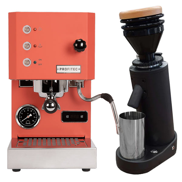 Profitec Go (Red) Espresso Machine & BURZ SD40 Grinder (Black) Bundle