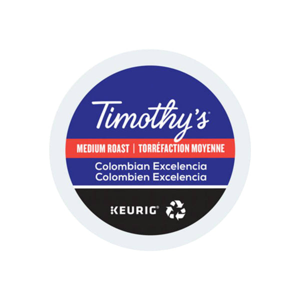 Timothy's Colombian Excelencia K-Cup® Recyclable Pods (Case of 96) - Best Before Jan 18, 2024