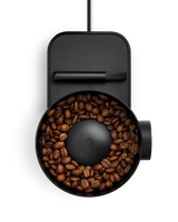 Fellow Opus 2 Conical Burr Grinder in matte black, rear view