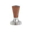 The Profitec 58mm Tamper (American Walnut), featuring a combination of metal and wood, has an American walnut handle and a polished 58mm espresso tamper base with the "PROFITEC" brand name engraved on the bottom rim. It is shown against a plain white background.