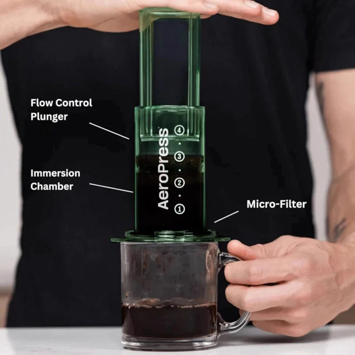AeroPress Clear Coffee Press (Green) Pour-Over Coffee Makers AeroPress