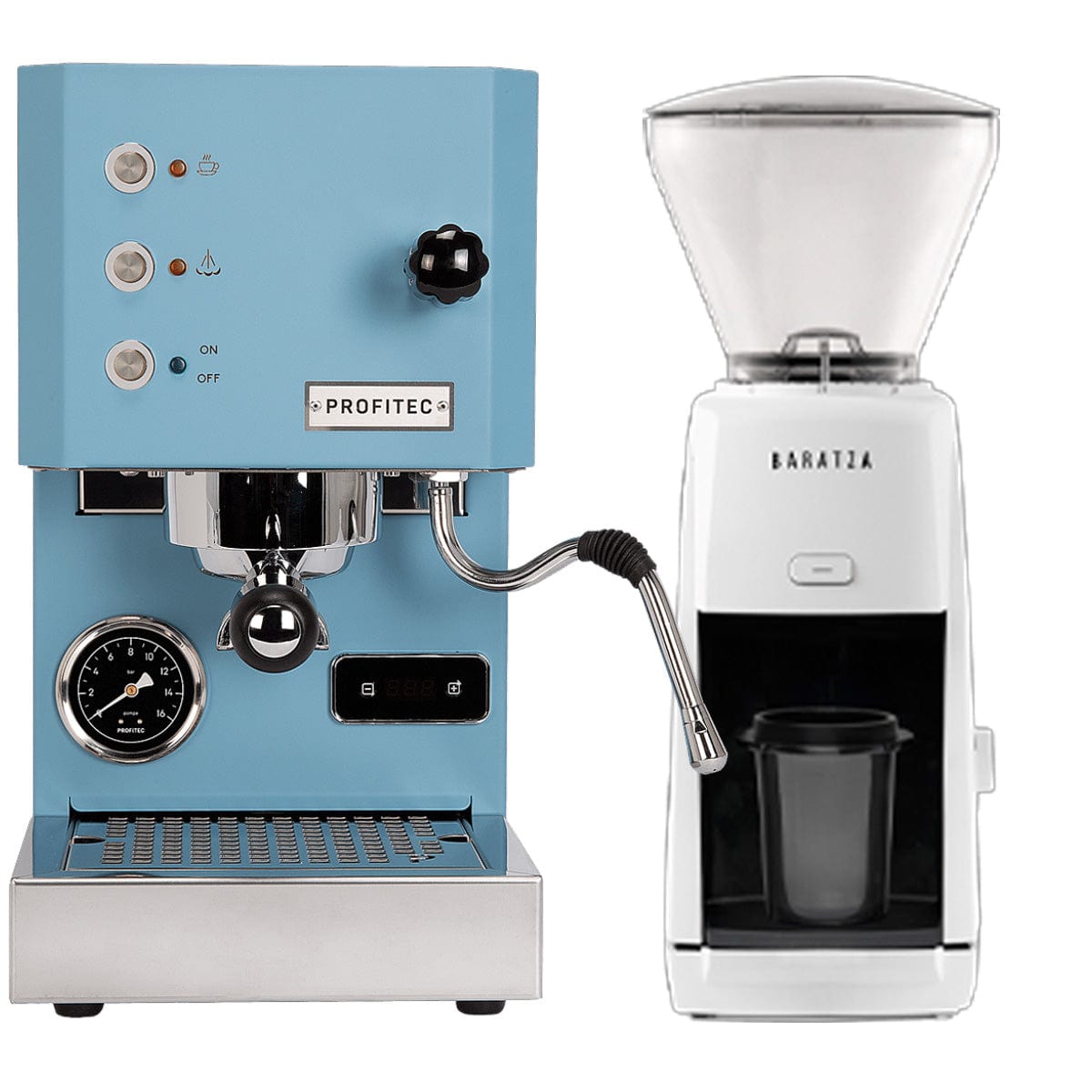 Profitec Go (Blue) Espresso Machine & Baratza Encore ESP (White) Grinder Bundle Espresso Machine (Prosumer) Profitec