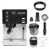 Rancilio Silvia M V6 Espresso Machine (Black) with E61 Bottomless Portafilter, Knockbox, Dosing Funnel, Handleless Milk Jug, Shot Glass Bundle Espresso Machine Rancilio