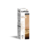 A box of Caffitaly Nocciola Hazelnut Coffee Capsules from Caffitaly offers a delicious hazelnut flavoured beverage. Decorated with hazelnut illustrations and a steaming cup of coffee on the packaging, these capsules are compatible with Caffitaly brewers, ensuring a rich and aromatic experience every time.