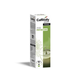 A box of Caffitaly Pistacchio Coffee Capsules from Caffitaly, featuring green accents, an image of a pistachio drink with a splash, and product details in Italian on a white background. These capsules are fully compatible with the Caffitaly System for your convenience.