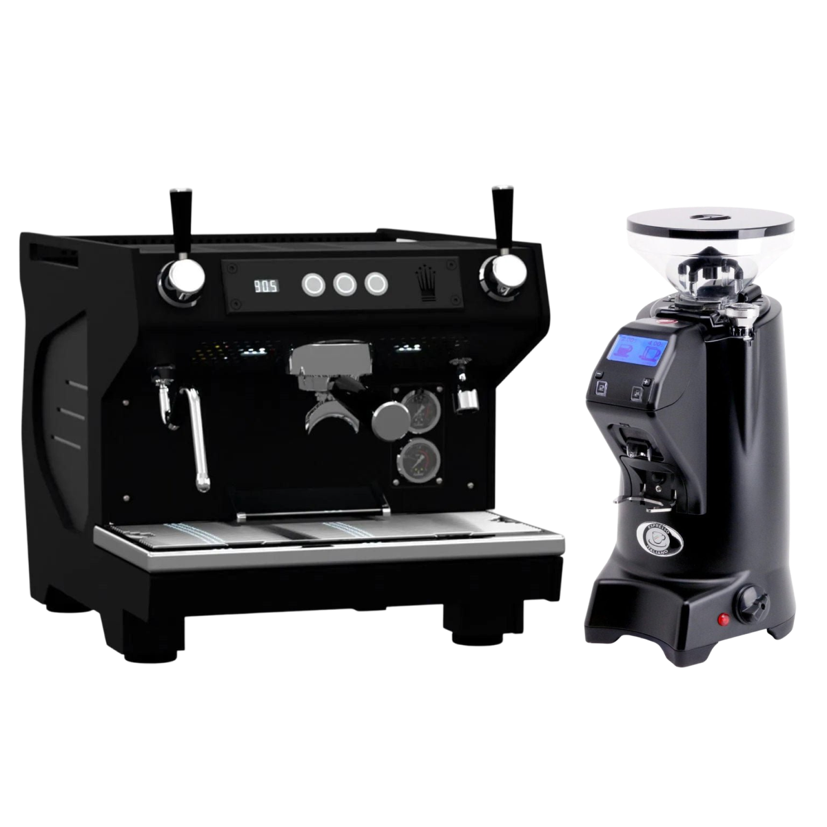 Conti ACE Black & Eureka Zenith 65 Neo (Matte Black) Grinder Bundle Espresso Machine (Commercial) Conti Short Hopper(300g)
