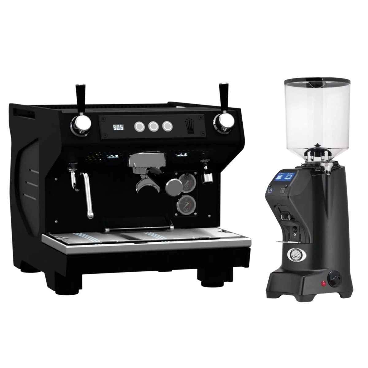 Conti ACE Black & Eureka Zenith 65 Neo (Matte Black) Grinder Bundle Espresso Machine (Commercial) Conti Tall Hopper(1400g)
