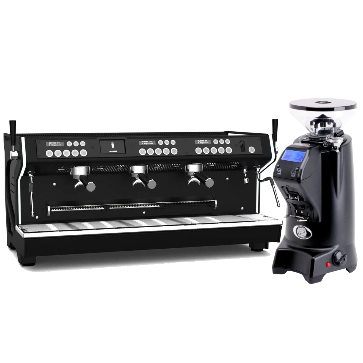 Conti MC Ultima Black & Eureka Zenith 65 Neo (Matte Black) Grinder Bundle Espresso Machine (Commercial) Conti 3 Group Regular Short Hopper(300g)