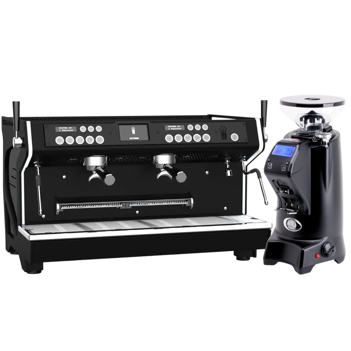 Conti MC Ultima Black & Eureka Zenith 65 Neo (Matte Black) Grinder Bundle Espresso Machine (Commercial) Conti 2 Group Regular Short Hopper(300g)