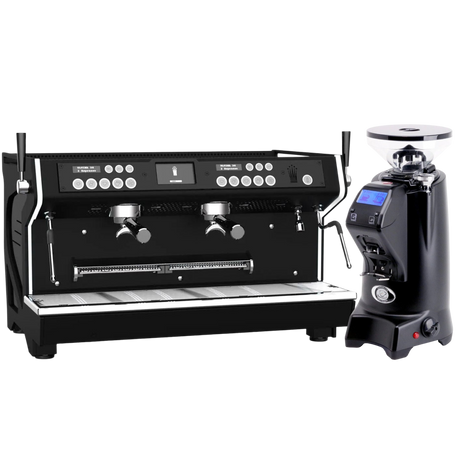 Conti MC Ultima Black & Eureka Zenith 65 Neo (Matte Black) Grinder Bundle Espresso Machine (Commercial) Conti 2 Group Regular Short Hopper(300g)