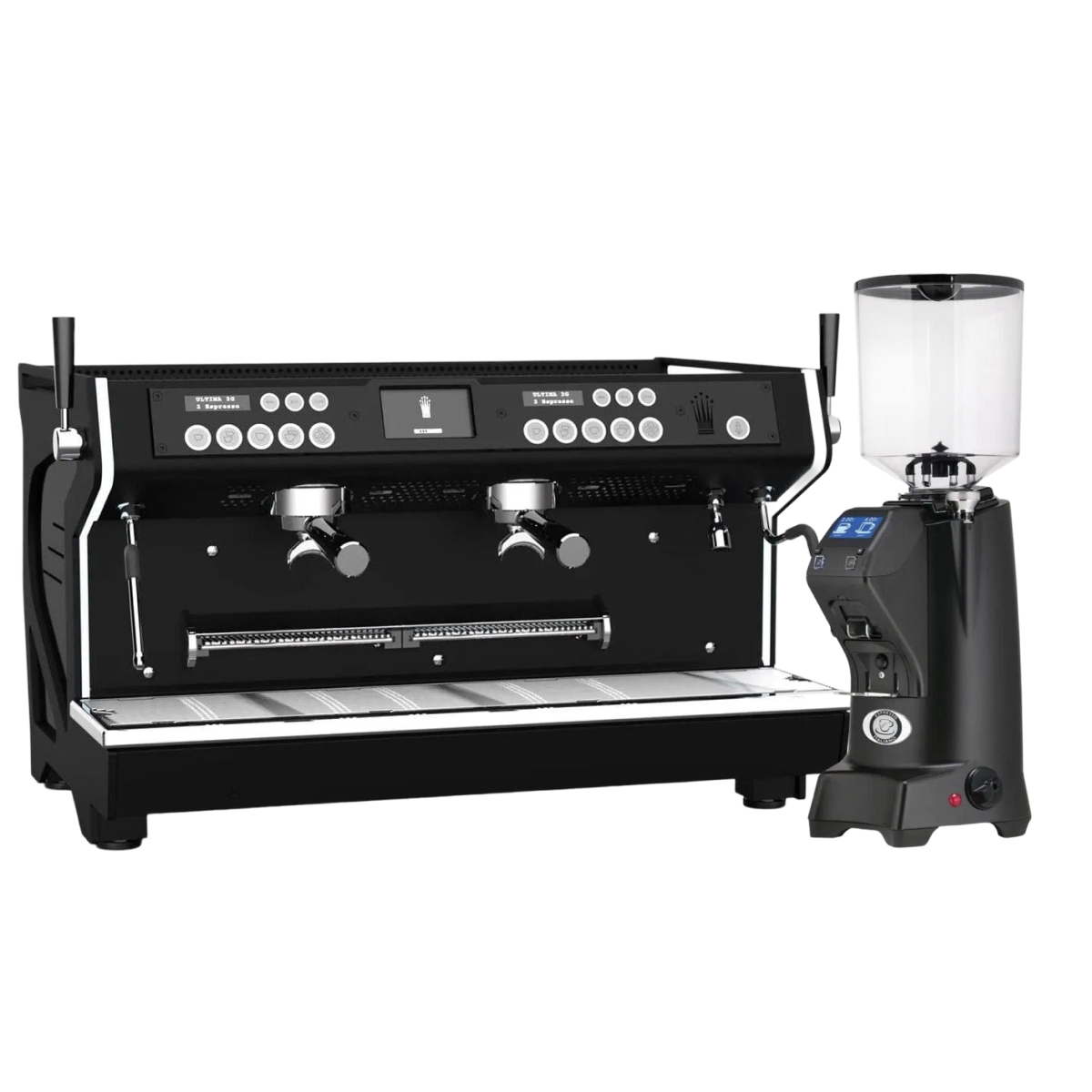 Conti MC Ultima Black & Eureka Zenith 65 Neo (Matte Black) Grinder Bundle Espresso Machine (Commercial) Conti 2 Group Regular Tall Hopper(1400g)