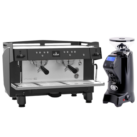 Conti NG-C 2 Group Black & Eureka Zenith 65 Neo (Matte Black) Grinder Bundle Espresso Machine (Commercial) Conti Short Hopper(300g)