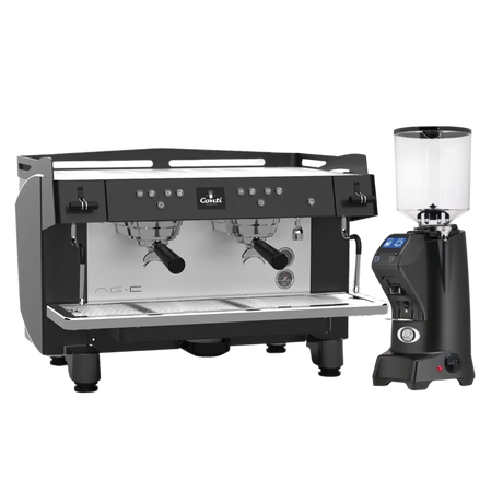 Conti NG-C 2 Group Black & Eureka Zenith 65 Neo (Matte Black) Grinder Bundle Espresso Machine (Commercial) Conti Tall Hopper(1400g)