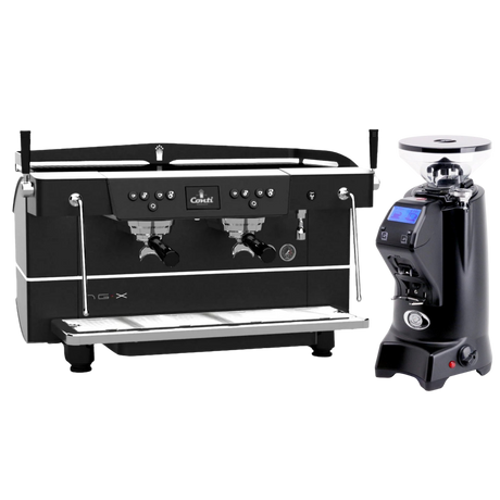 Conti NG-X 2 Group Black & Eureka Zenith 65 Neo (Matte Black) Grinder Bundle Espresso Machine (Commercial) Conti Short Hopper(300g)