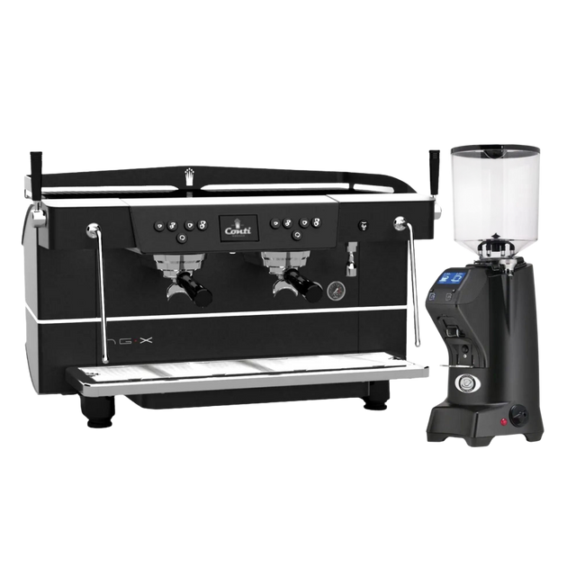 Conti NG-X 2 Group Black & Eureka Zenith 65 Neo (Matte Black) Grinder Bundle Espresso Machine (Commercial) Conti Tall Hopper(1400g)