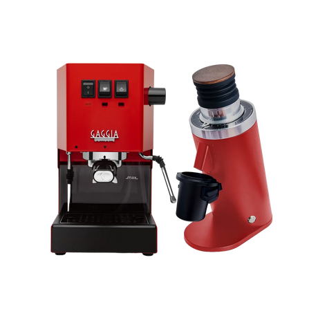 Gaggia Classic E24 Red & DF64 Gen 2 Grinder (Red) Bundle Espresso Machine Gaggia