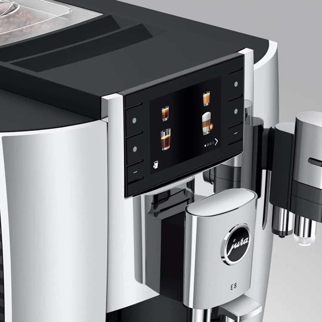 Jura E8 Chrome Automatic Coffee Machine 15646 (Latest Version) Super Automatic Espresso Machine Jura