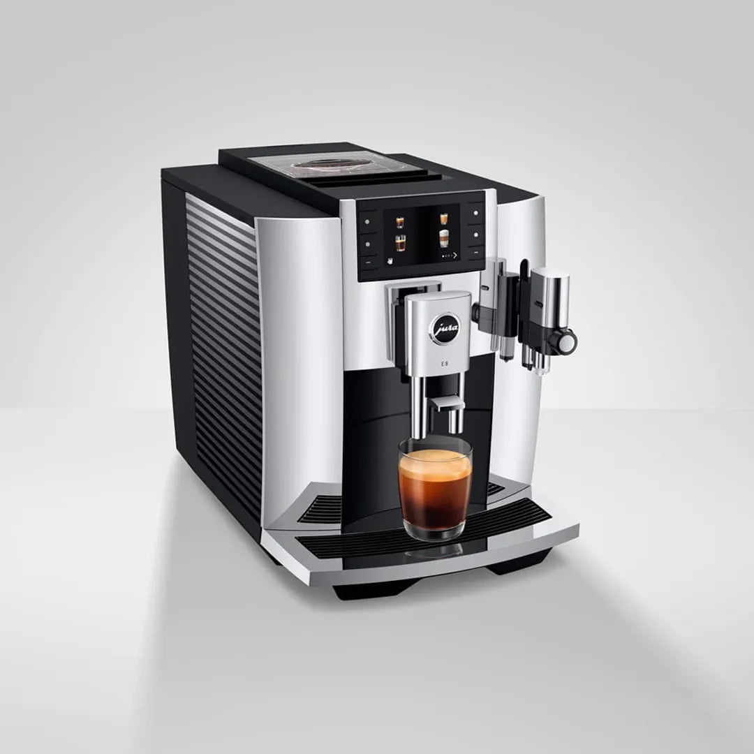 Jura E8 Chrome Automatic Coffee Machine 15646 (Latest Version) Super Automatic Espresso Machine Jura