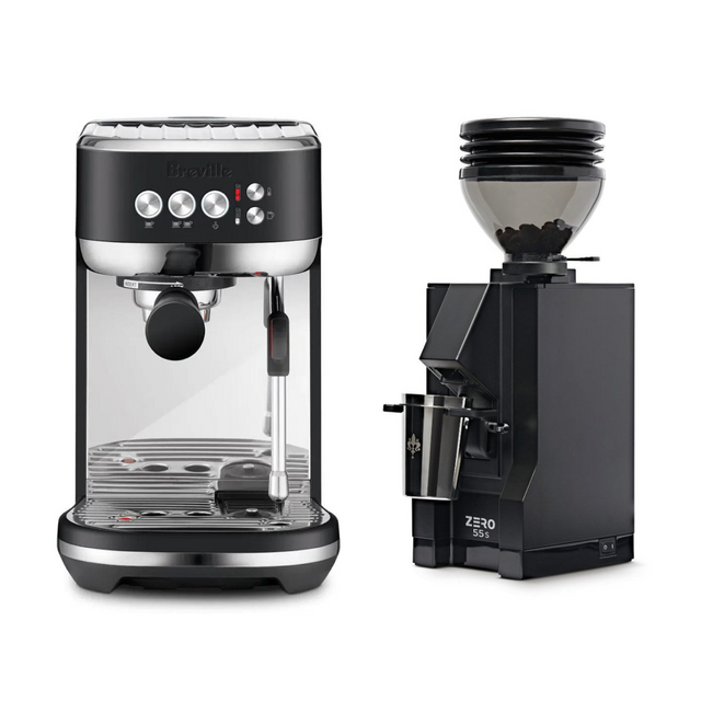 Breville Bambino Plus Espresso Machine (Black Truffle) and Eureka Mignon Zero 55s Grinder (Matte Black) Bundle