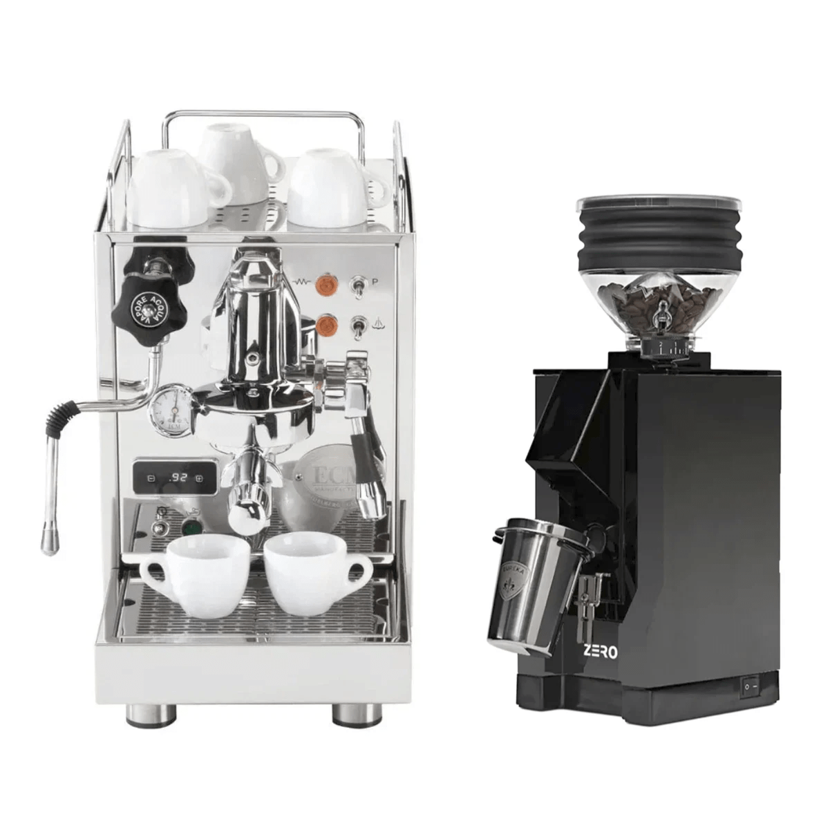 ECM Classika II Espresso Machine and Eureka Mignon Zero Grinder (Black with Black Spout) Bundle Espresso Machine (Prosumer) ECM