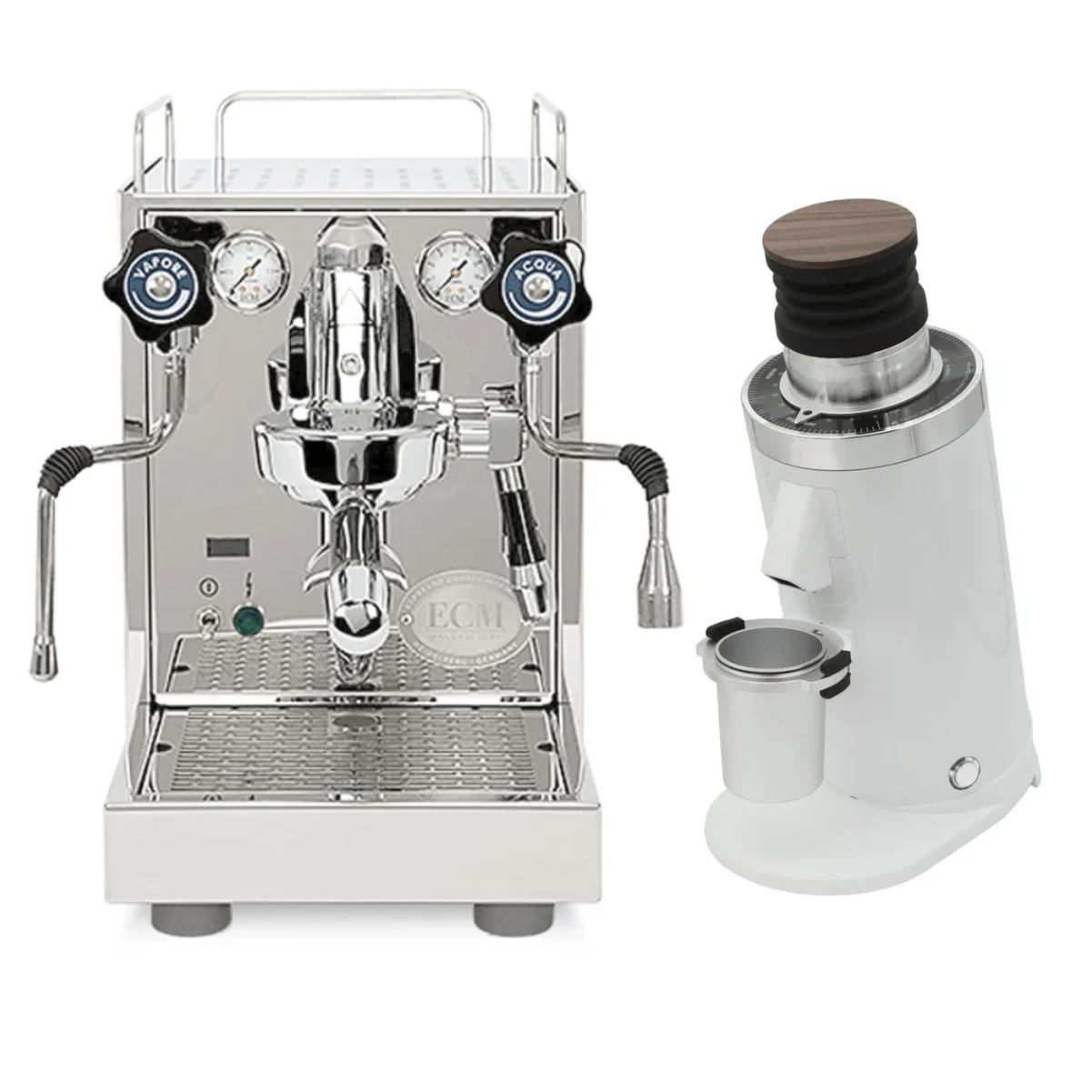 ECM Mechanika Slim w/ PID Espresso Machine and DF64 Grinder (White) Bundle Espresso Machine (Prosumer) ECM