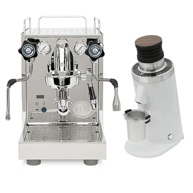 ECM Mechanika Slim w/ PID Espresso Machine and DF64 Grinder (White) Bundle Espresso Machine (Prosumer) ECM