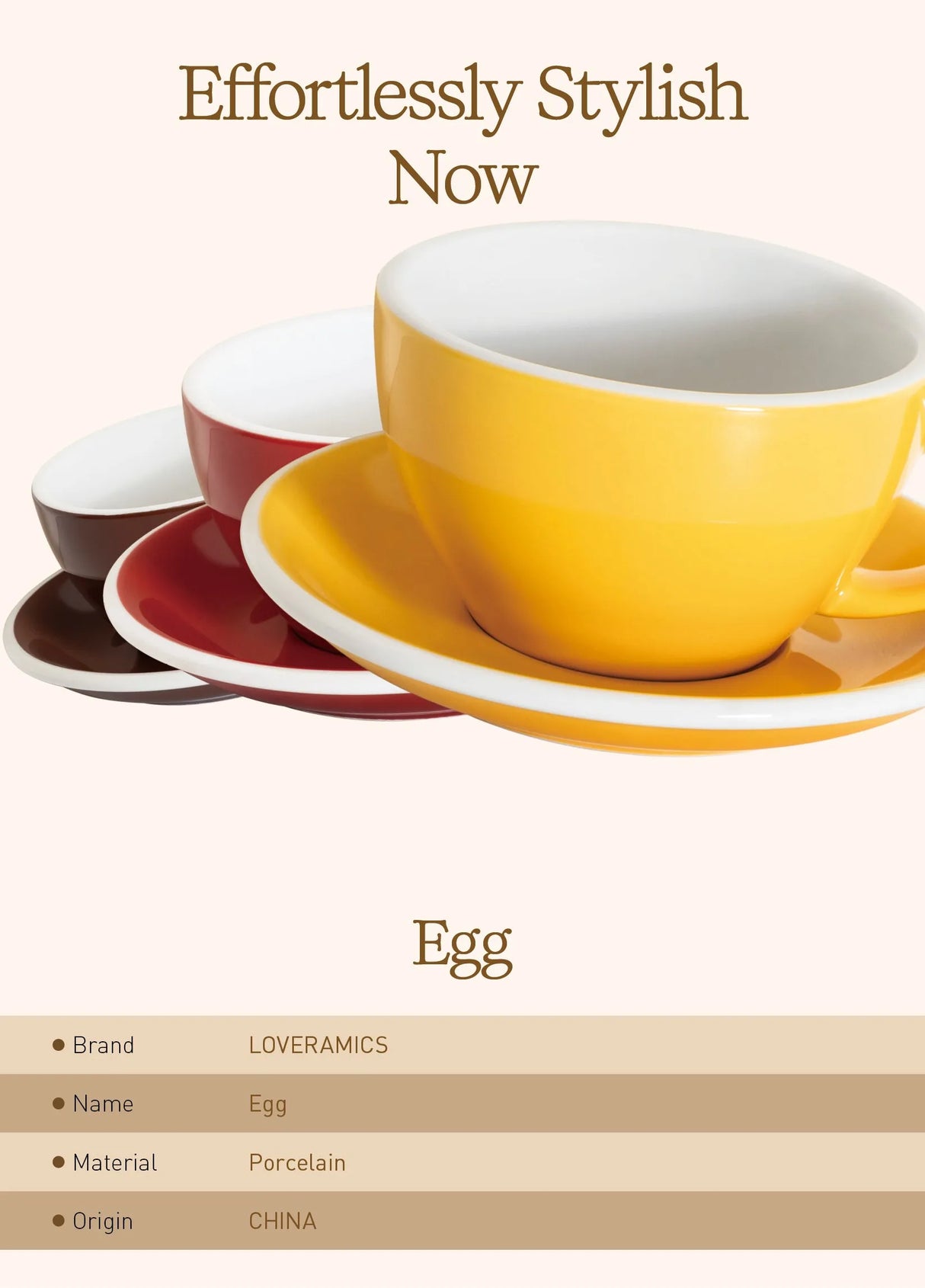 Loveramics Egg 200ml Cappuccino Cup and Saucer (Yellow) Kitchenware Loveramics
