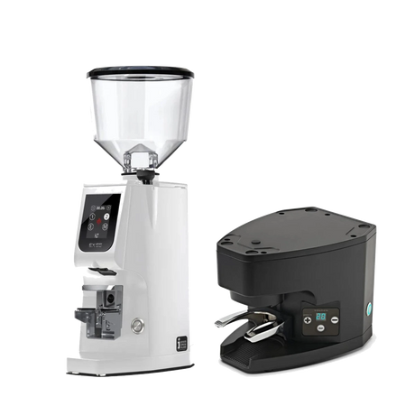 Eureka Atom Excellence 65 Grinder (White) & Eureka Under-the-Grinder Automatic Tamper for Atom (Black) Bundle Coffee Grinder Eureka