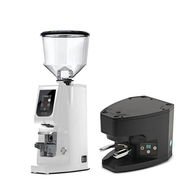 Eureka Atom Excellence 65 Grinder (White) & Eureka Under-the-Grinder Automatic Tamper for Atom (Black) Bundle Coffee Grinder Eureka