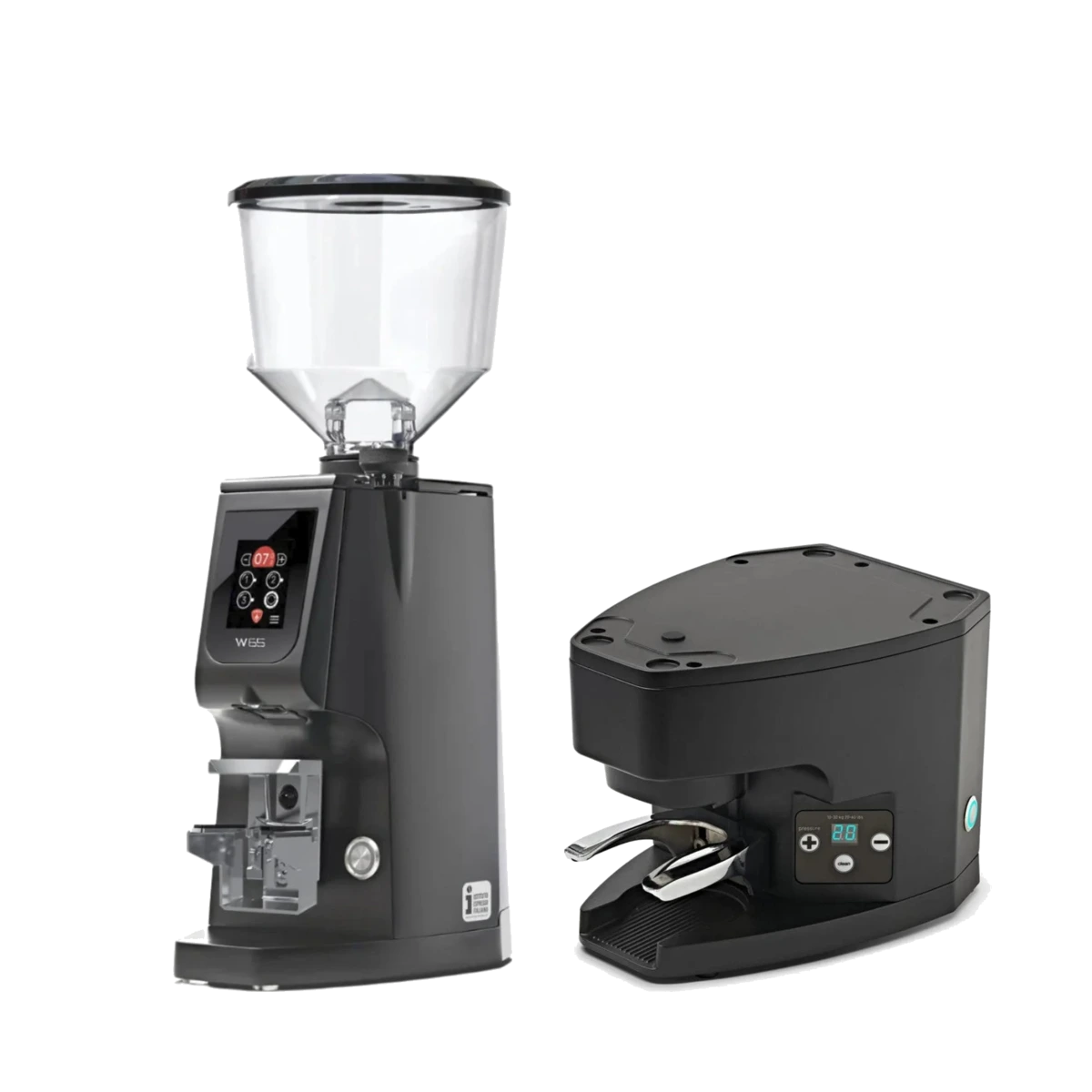 Eureka Atom W 65 Grinder (Matte Black) & Eureka Under-the-Grinder Automatic Tamper for Atom (Black) Bundle Coffee Grinder Eureka