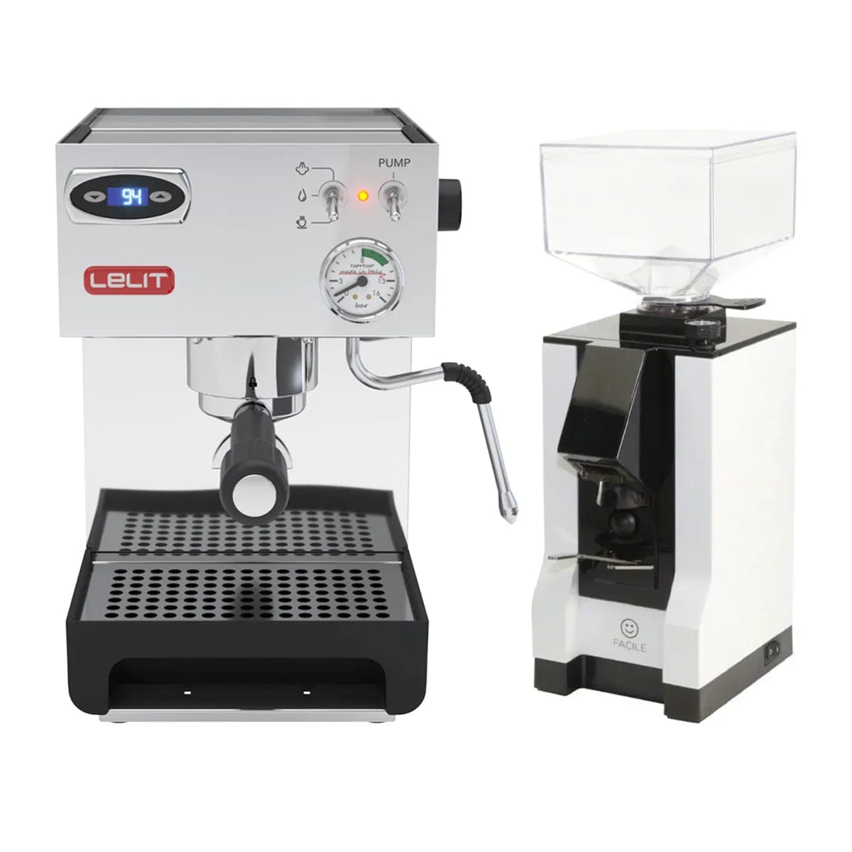 Lelit Anna 2 PL41TEM Espresso Machine with PID and Eureka Mignon Facile (White) Grinder Bundle Espresso Machine Lelit