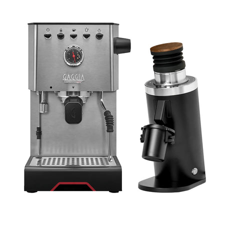 Gaggia Classic GT Stainless Steel & DF64 Gen 2.5 (Black) Grinder Bundle Espresso Machine (Prosumer) Gaggia