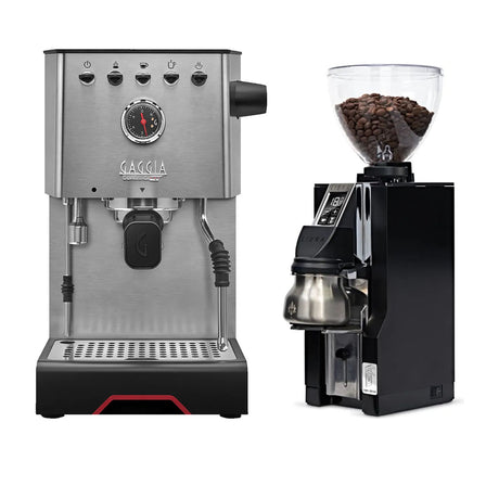 Gaggia Classic GT Stainless Steel & Eureka Mignon Libra 65 All Purpose (Black) Grinder Bundle Espresso Machine (Prosumer) Gaggia
