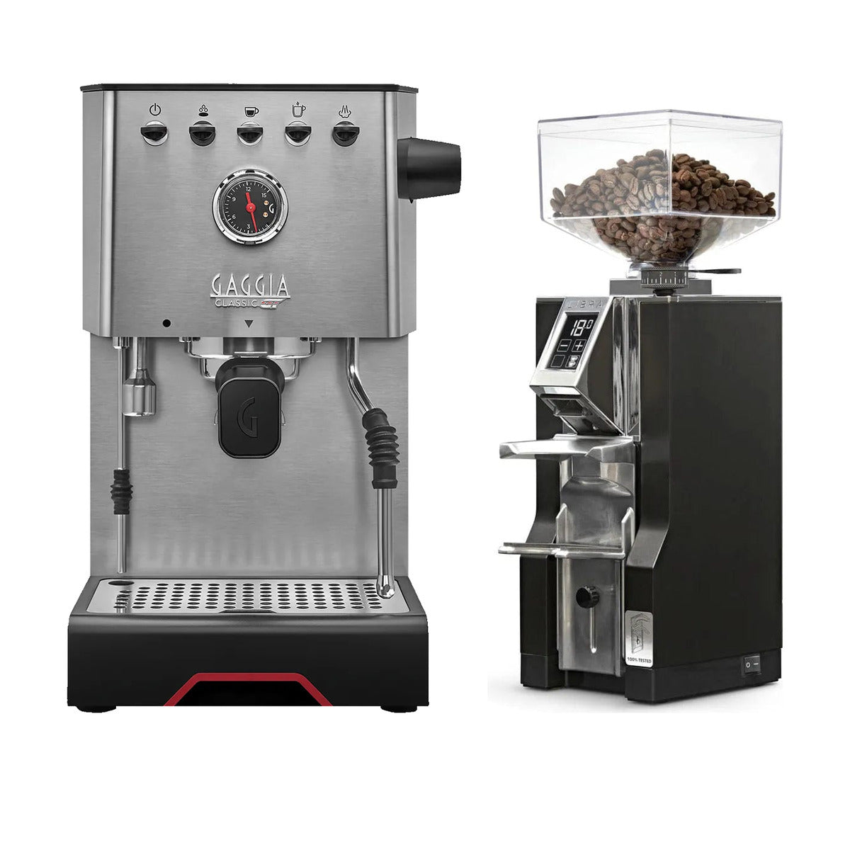 Gaggia Classic GT Stainless Steel & Eureka Mignon Libra (Black) Grinder Bundle Espresso Machine (Prosumer) Gaggia
