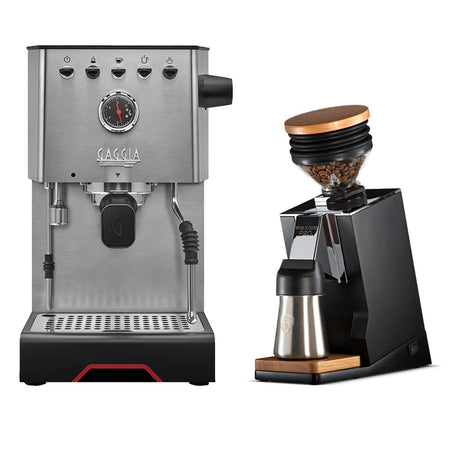Gaggia Classic GT Stainless Steel & Eureka Oro Mignon Single Dose Pro (Black) Grinder Bundle Espresso Machine (Prosumer) Gaggia