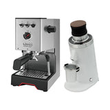 Gaggia Classic UP Stainless Steel & DF64 Gen 2.5 (White) Grinder Bundle Espresso Machine Gaggia