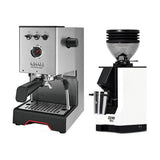 Gaggia Classic UP Stainless Steel & Eureka Mignon Zero 55s (White) Grinder Bundle Espresso Machine Gaggia