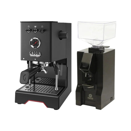Gaggia Classic UP Black & Eureka Mignon Facile (Matte Black) Grinder Bundle Espresso Machine Gaggia
