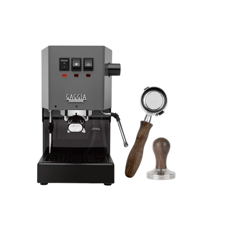 Gaggia Classic E24 Espresso Machine RI9380/51 (Grey) with Bottomless Portafilter, Tamper Bundle Espresso Machine Gaggia