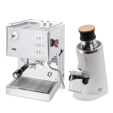 Quick Mill Pop-up (Stainless Steel) Espresso Machine & DF64 Gen 2 Grinder (White) Bundle Espresso Machine Quick Mill