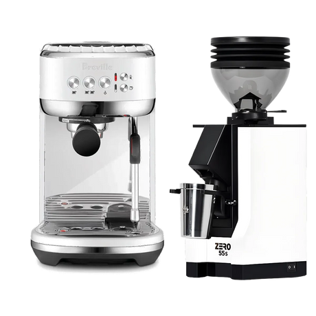 Breville The Bambino Plus Espresso Machine BES500SST (Sea Salt) and & Eureka Mignon Zero 55s Single Dose Coffee Grinder (White) Bundle Espresso Machine Breville Default Title