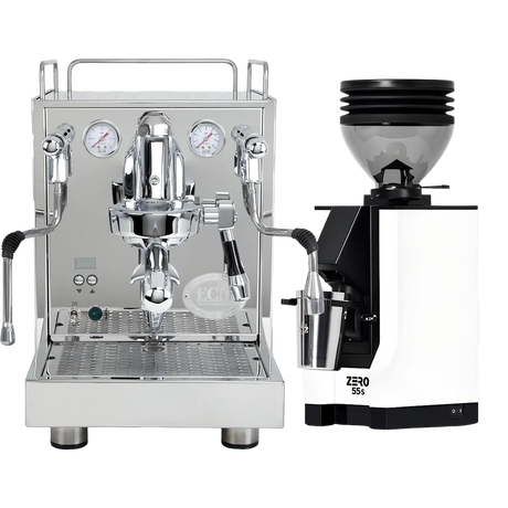 ECM Mechanika Max Espresso Machine with Eureka Mignon Zero 55s Single Dose Coffee Grinder (White) Bundle Espresso Machine (Prosumer) ECM